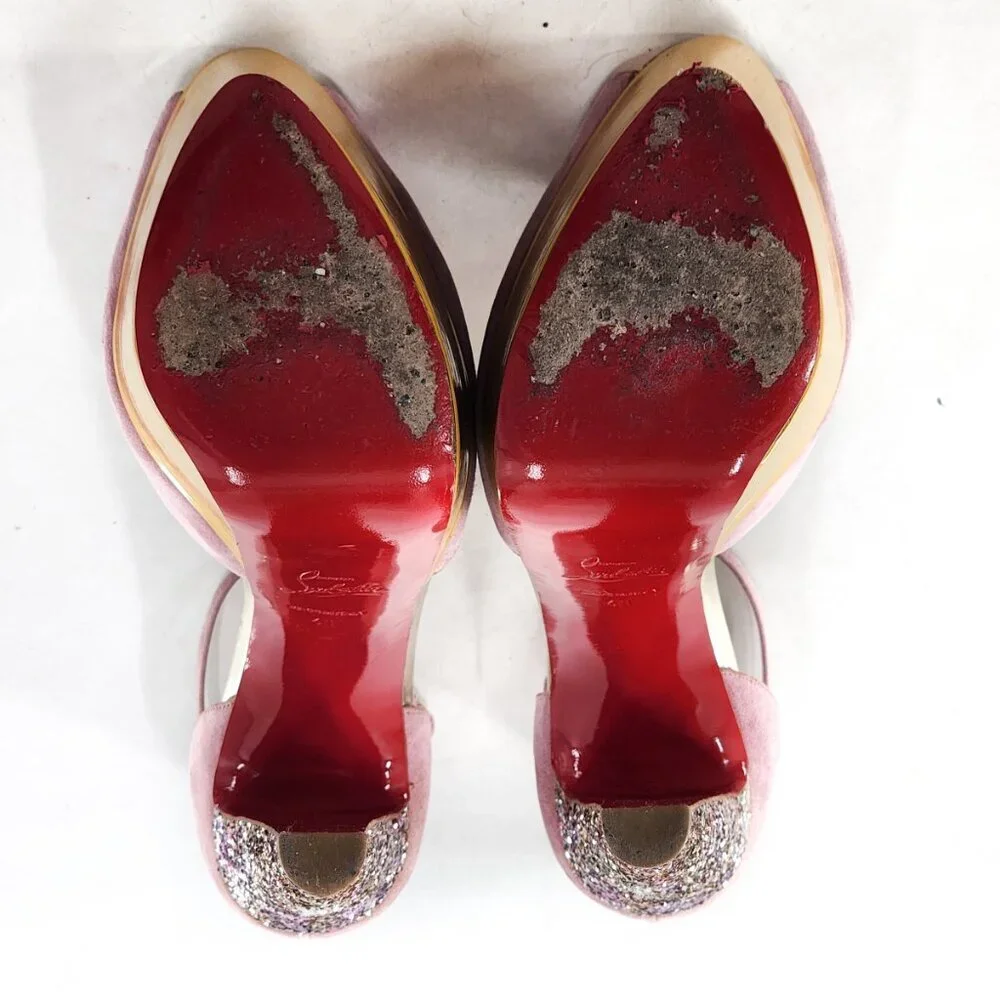 CHRISTIAN LOUBOUTIN Nenecheritza Glitter T-Strap Platform Sandals